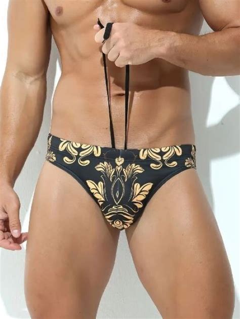 New Men S Sexy Jacquard Pattern Low Rise Style Bikini Swim Brief Gay Interest EBay