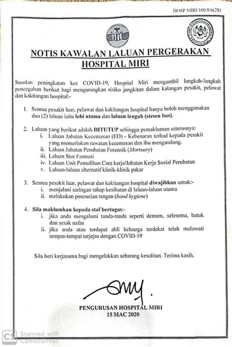 Miri Hospital limits access to hospital to reduce risk of Covid-19 ...