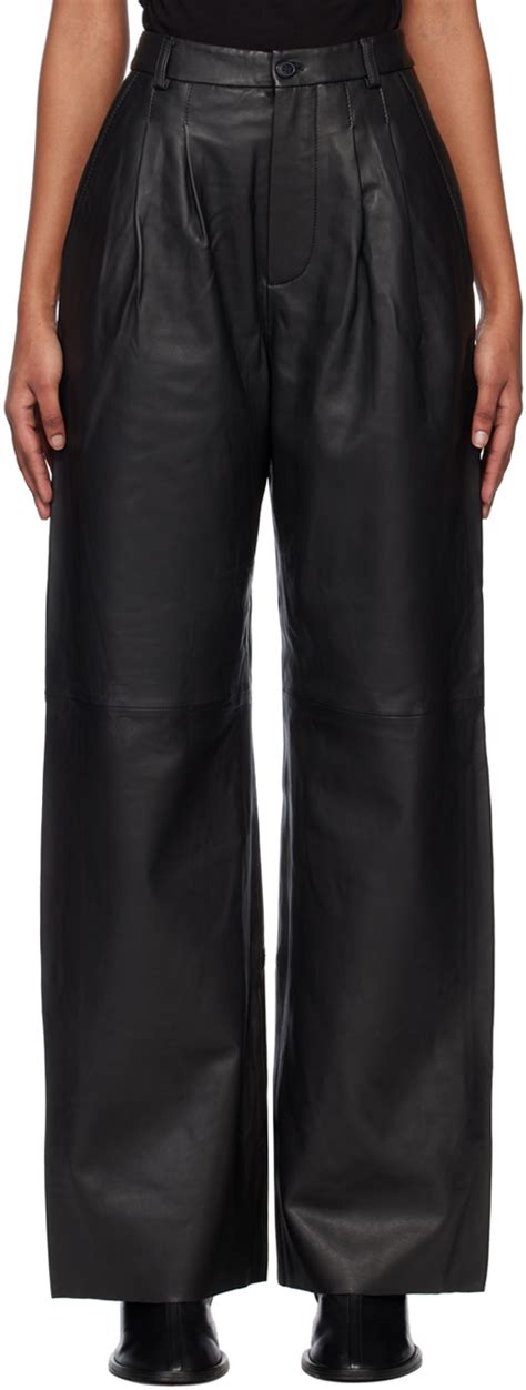 Reformation Pantalon Veda Elliot Noir En Cuir Ssense France