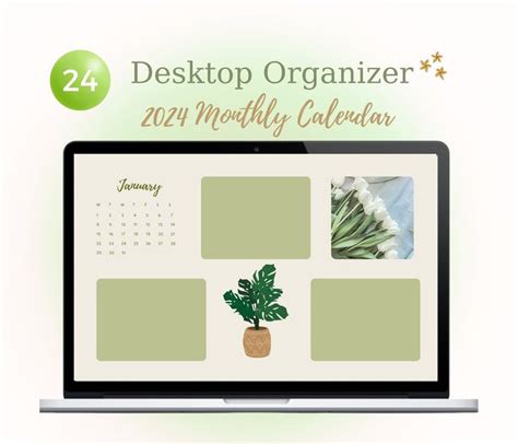 Aesthetic Green Macbook And Windows Desktop Wallpaper Organizer With