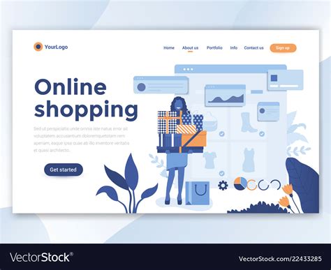 Flat Modern Design Of Wesite Template Online Vector Image