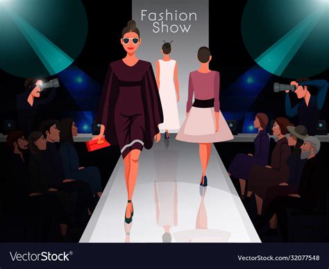 Models on catwalk fashion trends review show Vector Image