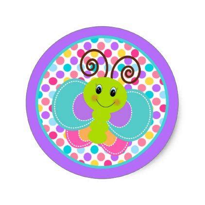 Colorful Butterfly Custom Classic Round Sticker Butterfly Clip Art