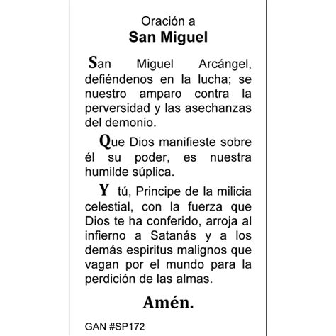 San Miguel Prayer Card | Gannon's Prayer Card Co.