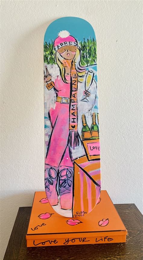 Apres Ski Babe Skate Deck Blonde Or Brunette Skateboard Art Design Surfboard Art Painted