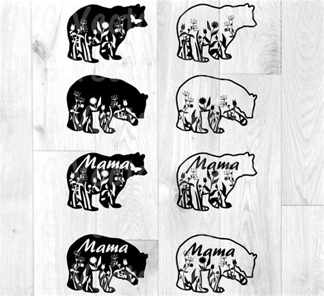 Mama Bear Svg Bear Svg Clip Art Mama Bear Clipart Bear Silhouette Bear Vector Digital