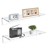 Sezanrpt 9 Inch Clear Wall Shelf Acrylic Small Floating Shelf For Wall