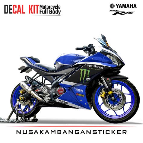 Decal Sticker Yamaha R15 V2 Monster Biru Modifikasi Stiker Full Body