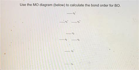 Solved Use the MO diagram (below) to calculate the bond | Chegg.com