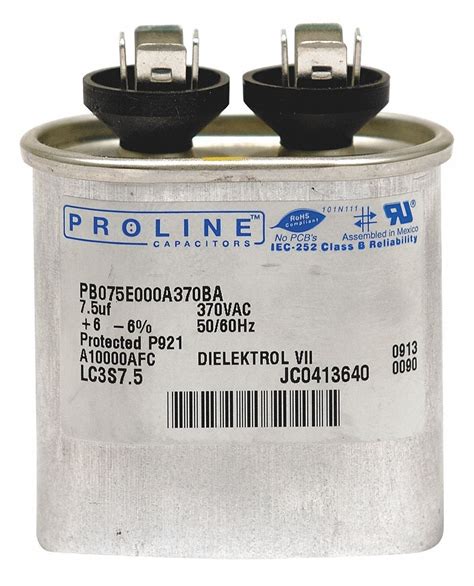 Proline Oval Motor Run Capacitor Microfarad Rating Vac Voltage