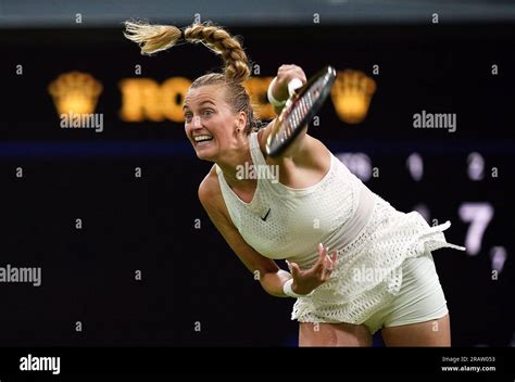 Petra Kvitova In Action Against Jasmine Paolini Not Pictured On Day