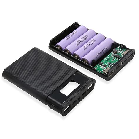 Kebidumei DIY Power Bank Case USB Type C 4 X 18650 2 Port KA4 Black