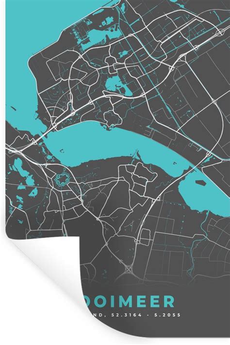 Muurstickers Plattegrond Stadskaart Nederland Kaart Water