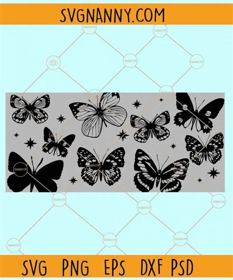 Butterfly Starbucks Libbey Glass Can Wrap Svg Butterfly Glass Wrap Svg