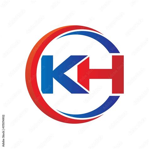 Kh Logo Vector Modern Initial Swoosh Circle Blue And Red Stock Vector Adobe Stock