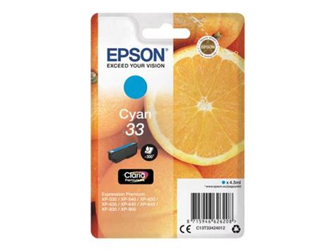 Epson Singlepack Cyan 33 Claria Premium Ink C13T33424012 EE Store