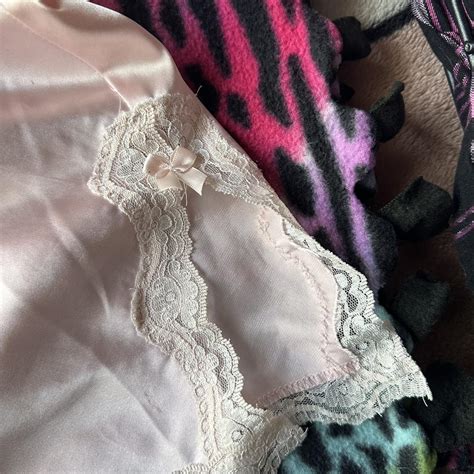 Light Pink Lace Trim Lingerie Slip Dress Branded Depop