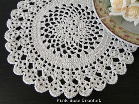 Pink Rose Crochet Sousplat Centrinho Place Mat Doily