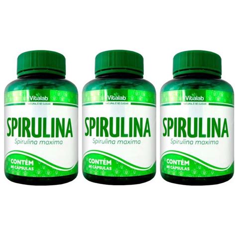 Spirulina Maxima 250mg 60 cápsulas vitalab 3 unidades Submarino