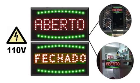 Placa Letreiro Painel Led Luminoso Aberto Fechado 110v New MercadoLivre