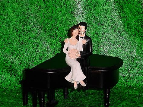 Black Piano Music Lover Bride And Groom With Side Strap Mustache Beard