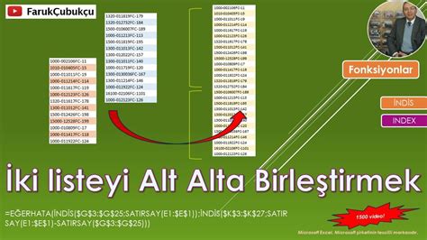 Excel İki listeyi alt alta birleştirme YouTube