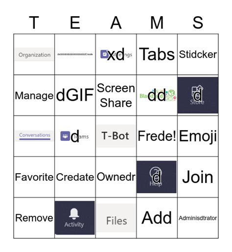 Microsoft Teams Bingo Card