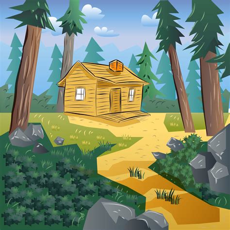 Mountain Cabin Illustration 9576566 Vector Art At Vecteezy