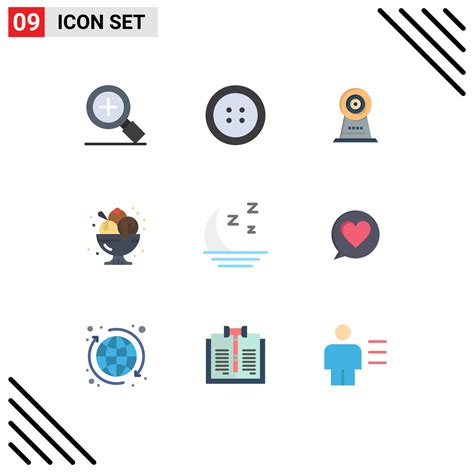 Set of 9 Modern UI Icons Symbols Signs for night forecast hotel foggy
