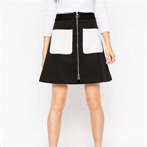 Asos Skirts Asos Aline Skirt Bonded Zip Front Contrast Pocket