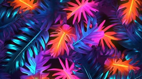 Premium Ai Image Creative Fluorescent Color Layout Made Of Tropical