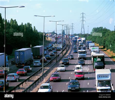 A traffic jam on the M5 motorway passing through Birmingham in the ...