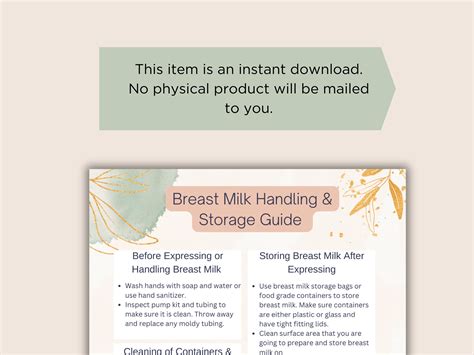 Breast Milk Handling and Storage Guide, Breast Milk Storage Guidelines
