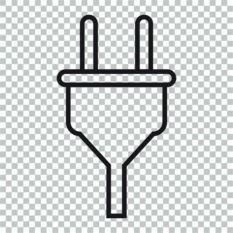 Plug Vector Icon In Line Style Power Wire Cable Flat Illustration