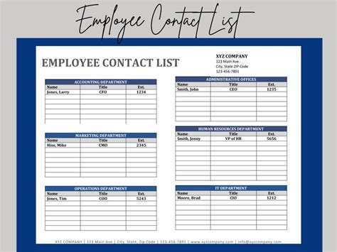 Employee Contact List Template Word