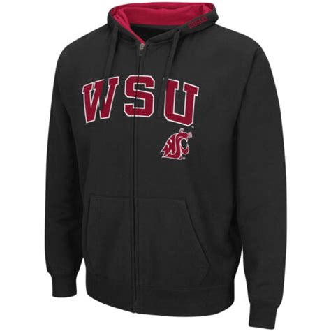 Mens Colosseum Black Washington State Cougars Arch And Logo 30 Full Zip