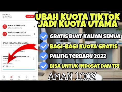 Terbaru Cara Merubah Kuota Tiktok Menjadi Kuota Utama Ubah Kuota