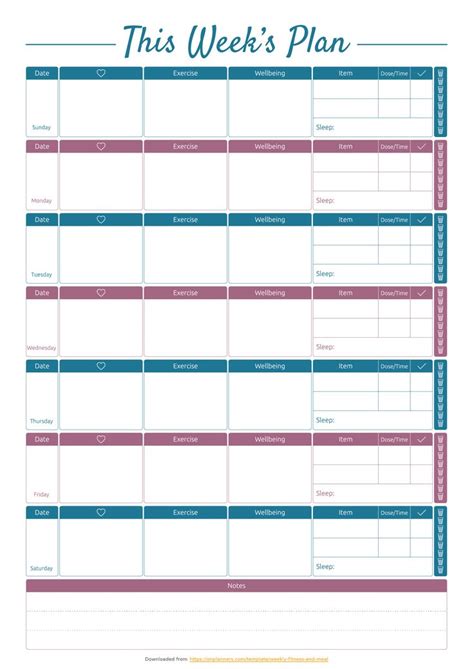 Printable Weekly Fitness And Meal Template Pdf Download Meal Planning Printable Weekly Weekly