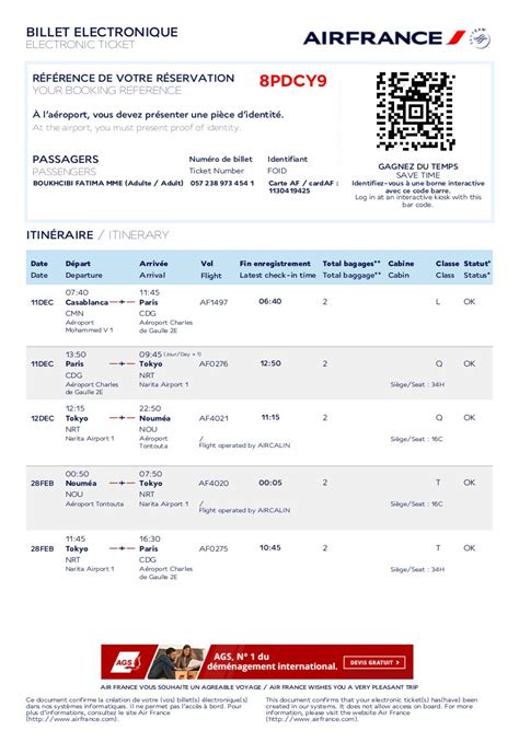 Billet D Avion Air France Pdf