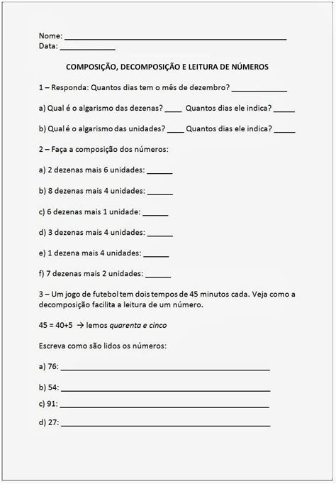Atividades De Composição E Decomposição 2 Ano