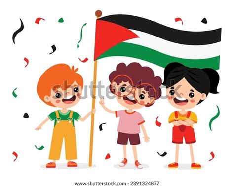 Cartoon Children Palestine Flag Stock Vector (Royalty Free) 2391324877 ...