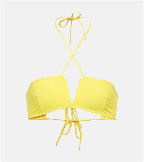 Halterneck Bikini Top In Yellow Nensi Dojaka Mytheresa