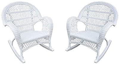 Amazon Jeco Rocker Wicker Chair With Red Cushion Set Of White