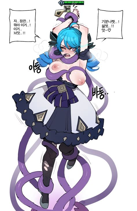 Rule 34 1girls Blue Eyes Blue Hair Flats Gwen League Of Legends Heterochromia Korean Text