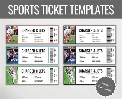 Editable Sports Ticket Template, DIY Sporting Ticket, Custom Sports Ticket Gift, Surprise ...