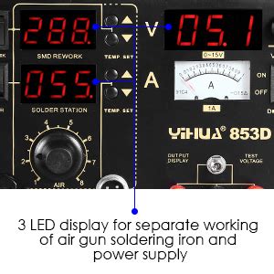 Soldering Iron Station Hot Air Gun In SMD Rework Solder Desoldering Station D Black