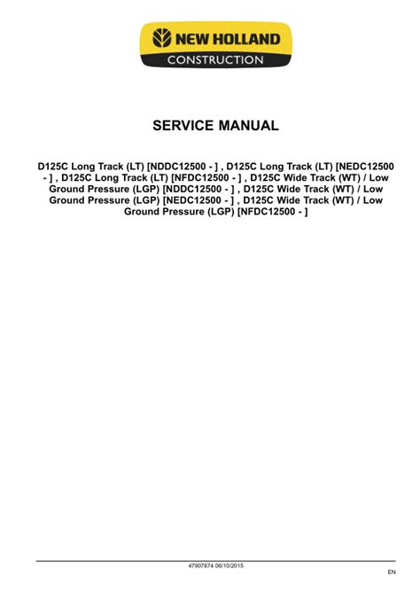 Service Manual New Holland D C Stage Iiib Crawler Dozer