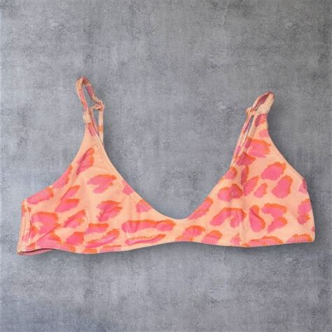 Triangl Swimwear Swim Triangl Maia Pearl Pink And Orange Leopard Print Bikini Top Poshmark