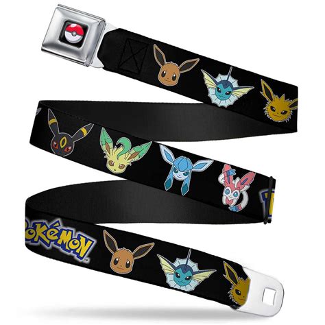 Poke Ball Full Color Black Pokemon Eevee Evolution Faces Black Webbing ...