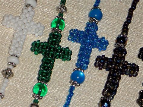 Custom Seed Bead Cross Bracelet Handmade